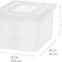 IRIS USA File Box, Plastic File Boxes With Lids, Document Organizer for Letter/Legal File, Document Box, Storage Bin For Hanging Files, Secure Latching Lid Stackable BPA-Free, Clear 35 Qt. 1 Pack