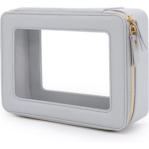 Aveniee Clear Makeup Bag Organizer,Large Travel Toiletry Bag for Women, Waterproof Cosmetic Pouch with Zippers,Car Organizers and Storage Case for Accessories, Blue