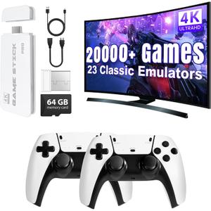 2025 Retro Gaming Console Pro, Retro Game Stick with 4K HDMI, Classic Video Games with 20,000+ Games and 23 Emulators, Upgraded Dual 2.4G Wireless Controllers 64GB