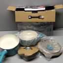 Pots and Pans Set, 7 Piece Nonstick Ceramic Cookware Set, Kitchen Induction Cookware Sets, Pots and Pans Non Stick with Stay Cool Handle, 100% PFOA Free, Turquoise (8" Skillet + 1.5QT Saucepan + 3QT Stockpot)