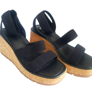 SM New York Triple Band Stretch Wedge (WW), Black,size 6,5