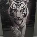 Canvas Wall Art Tiger Decor Black and White Picture Tiger and Cub Painting Wild Animal Poster Modern Artwork for Kids Room Office Bedroom Home Wall Decor Framed - 16.00"x24.00"
