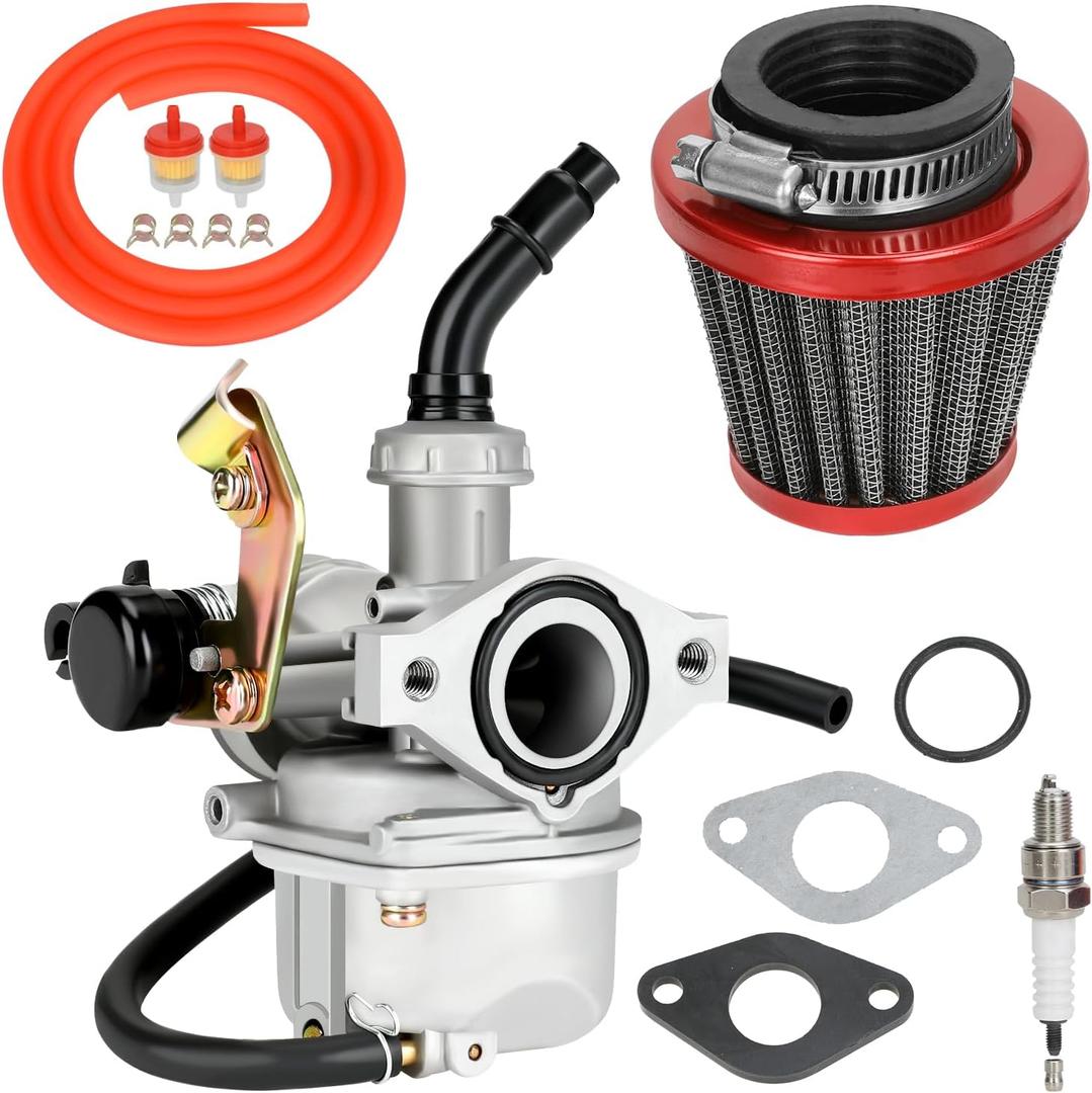 YOXUFA PZ19 Carburetor Carb Cable Choke for TaoTao Baja Kazuma Loncin Sunl Peace Sports Kayo Fox SSR Lazer 6 Kandi 50 70 90 110 125cc Chinese 4 Wheeler ATV Quad Pit Dirt Bike Go Kart Cart Moped Parts (Red)