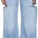 Cicy Bell Womens High Waisted Baggy Jeans Side Cut Out Wide Leg Stretchy Trendy Denim Pants with Pockets 80