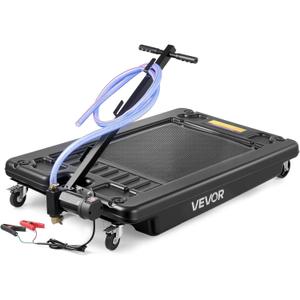 VEVOR Low Profile Oil Drain Pan, 17-Gallon Plastic Oil Change Pan, Effective Oil Drain Cart with 180W Electric Pump, Wheels & Folding Handle, Oil Drain Tank for Cars, SUVs, Trucks, Buses, RVs