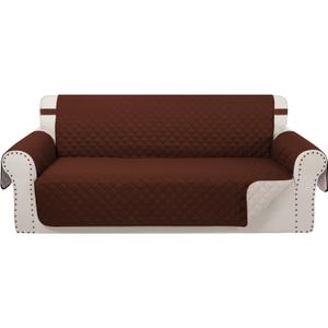 Reversible Sofa Covers Couch Cover Furniture Protector for Dogs Elastic Straps Water Resistant(Sofa,Brown/Beige)