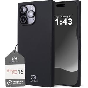 Cocomii - Rectangle Case Compatible with iPhone 16 Pro - Compatible with MagSafe, Soft Touch Silicone, Microfiber Lining, Magnetic Phone Case for iPhone 16 Pro 6.3 inch, Black