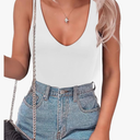 SAUNGKUAI Women’s Bodysuit Sexy Plunge Deep V Neck Backless Sleeveless Tank Thong Body Suits Outfits for Going Out, Size:XL