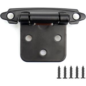 Black Matte Cabinet Hinges 1/2 inch Overlay,40 Pack 20 Pairs Kitchen Cabinet Self Closing Door Hinges, Black Face Mount Cabinet Hardware