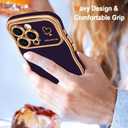 Hython for iPhone 16 Pro Case Wave Wavy Phone Cases with Love Heart, Luxury Plating Edge Cute Curly Shape Cover for Women Girls, Thin Slim Soft TPU Rubber Shockproof Protective Cover, Dark Purple