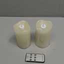 TECHLONG Flameless Candles Battery Operated with Remote Timer, 3D Moving Flame Flickering, Last 600+ Hours Battery Candles, 3" x 5" Ivory Real Wax Electric LED Candle for Wedding Party, Set of 2