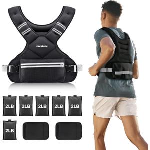 PACEARTH Adjustable Weight Vest 4-10lbs / 11-20lbs / 20-32lbs X-Shape Weighted Vest for Women and Men, Home Workout Ironsand Vest with Zipper Pouch and 6 Weight Packs, Black