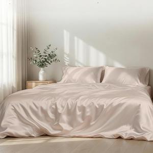 Luxury Tencel & Viscose Derived from Bamboo Hotel Bed Sheet Set,Deep Pocket Soft & Cooling for Hot Sleepers,Silky Smooth Hypoallergenic Breathable Bedding with 2 Pillowcases (Sand, King)