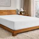 Bare Home Flannel Fitted Bottom Sheet 100% Cotton, Velvety Soft Heavyweight - Double Brushed Flannel - Deep Pocket (Full, White)