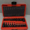 MIXPOWER 25 Piece Torx Bit and Socket Set, 13 Star Bits (T8- T60) & 12 E-Torx Sockets (E4-E22), Professional Grade Auto & Motorcycle Mechanic Set