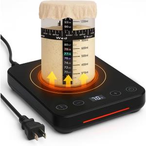 Sourdough Fermentation Warmer Kit, Warming Mat 1F Precision Control, 0-12H Timer, Auto On/Off, for 40oz Mason Jars, Ideal for Sourdough Starter & Yogurt Making