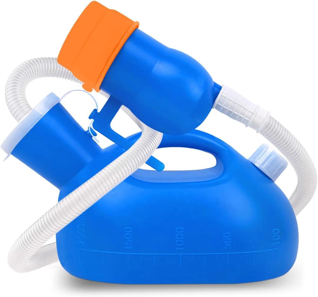 Portable Urinals for Men Spill Proof, OOCOME Upgrade Male Urinal Bottle Spill Proof for Seniors, Bedside Urinal with Soft Funnel & Long Hose, for Hospital Wheelchair Bedridden Car and Travel Use