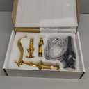 GGStudy 8-16 inch Two Handles 3 Holes Widespread Bathroom Sink Faucet Gold Basin Mixer Tap Faucet Matching Metal Pop Up Drain with Overflow, Metal Cover, Gold