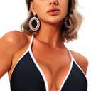 Navneet Halter String Triangle Bikini Top for Women Sexy Brazilian Swimsuit Bathing Suit Swim Top (#1 Color Block Black White)