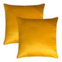 AVKA Studio Heavy Quality Satin Throw Pillow Covers - Golden Yellow - Set of 2-12x12 Decorative Pillow Covers - with Lining and Zipper Closure - Faux Silk Luxury Toss Pillow for Couch Sofa - No Insert