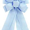 Light Blue Wreath Bow Birthday Anniversary Bows Wedding Farmhouse Bow Tree Ornament for Home Front Door Decorations