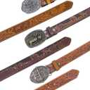 TOPACC Western Belts for Men Woman Western Belt Buckle Cowgirl Cowboy Leather Country Belt for Jeans Pants Gift (Fit waist: 27-29 in)