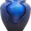 Teamson Home 16.96 in. Outdoor Glazed Pot Water Fountain with LED Lights, Built-in Pump to Create a Calming Oasis in Gardens, Landscaping, Patios, Balconies, Lawns, Royal Blue (17")
