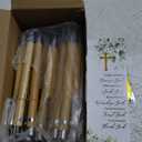 50 Sets Christian Religious Gifts Bulk Bible Verse Bamboo Pens and Christian Bookmarks VBS Religious Inspirational Church Vacation Bible Gifts School Supplies