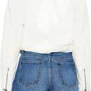 Forever 21 Women's Faux Suede Cropped Moto Jacket (White, XS)