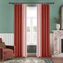 96 Inches Long Baby Pink and Burnt Orange Pleated Curtains for Bedroom, Room Darkening Soundproof Memory Shaped Two Colors Pleated Drapes with Hooks for Traverse Rod, 42"x96"x2