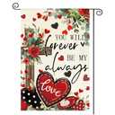 AVOIN colorlife Valentines Day You Will Forever Be My Always Garden Flag 12x18 Inch Double Sided Outside, Love Heart Floral Cross Yard Outdoor Flag