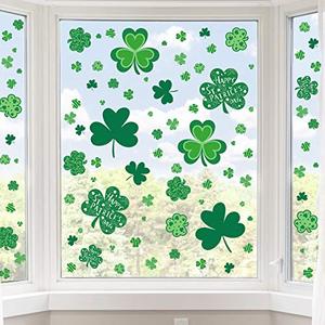 St Patricks Day Window Clings, 109 Pcs Shamrock Window Stickers for St Patricks Day Decorations