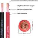 2/0 Gauge Battery Cable, 20FT Red + 20FT Black 2/0 AWG Pure Copper Wire Welding Cable, for Automotive, Battery, Solar and Generator, Standard USA OFC Wire
