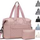 Pritent Travel Duffle Bag, Waterproof Weekender Overnight Hospital Bags for Women Men with Toiletry Bag Lightweight Carry on Personal Item Duffle Gym Bag for Travel, Airplanes, Sports, Pink (Large)