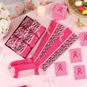 24 Pairs Breast Cancer Awareness Socks Bluk Pink Football Socks With Wrist Sweatbands Athletic Accessories for Volunteer (Pink, L)
