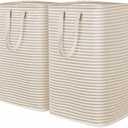 Lifewit 1Pack Laundry Hamper Large Collapsible Laundry Baskets, Freestanding Waterproof Clothes Hamper with Easy Carry Handles in Laundry Room Bedroom Bathroom College Dorm for Adults, Beige, 2 x 80L