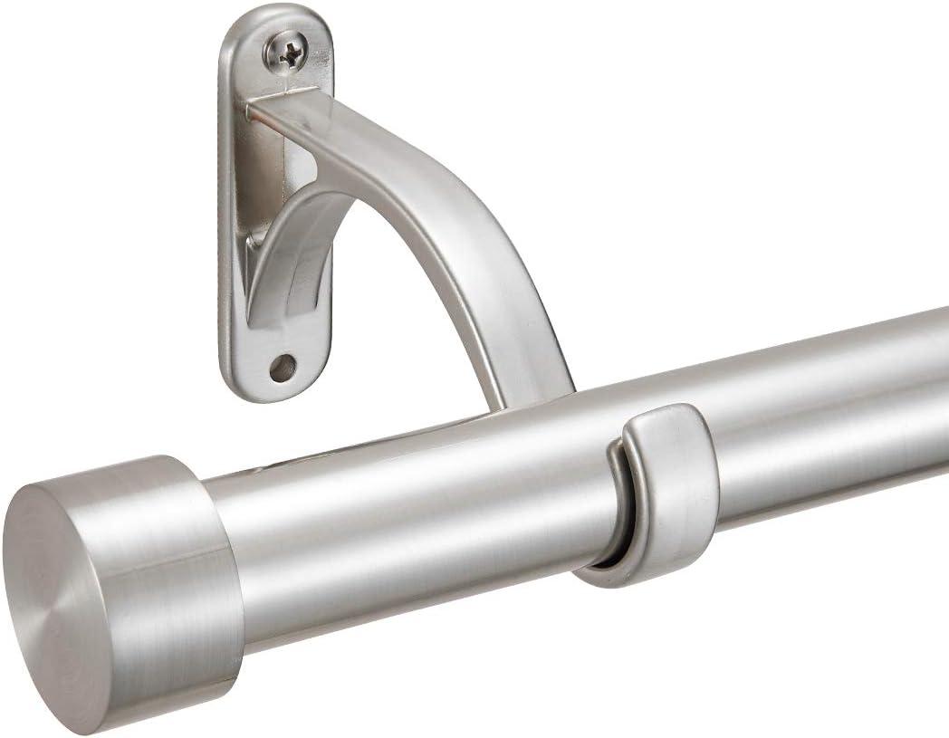 1-Inch Diameter Curtain Rod, Adjustable Rod Set with Premium Aluminum Brackets and Finials, Single Heavy-Duty Curtain Rods for Windows (Satin Nickel, 16-28")