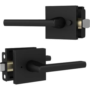 2 x Mega Handles Prime Privacy Lever Door Handle for Hallway, Closet and Bathroom, Keyless Reversible Design Door Levers, Fits All Standard Door Sizes, Covered Screws Included - Matte Black (1 Pack), 5"