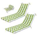 Chaise Lounge Cushions Outdoor Waterproof,Lounge Chair Cushion for Outdoor Furniture, Patio Foldable Chaise Cushions for Garden Pool 76 * 23inch (Green White Stripe, Wide 76 * 23)