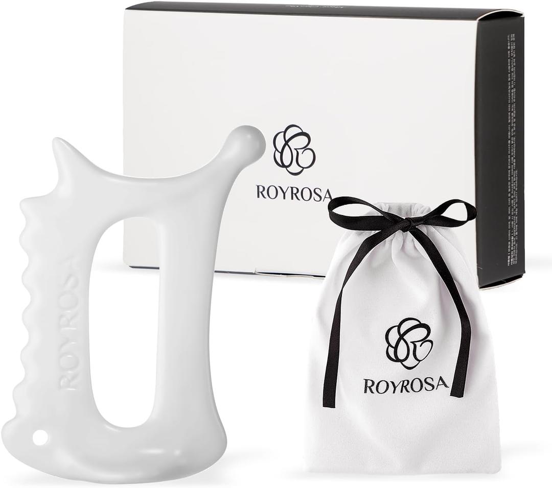 ROYROSA  K-Beauty, 100% Ceramic Guasha, Facial and Body Acupuncture Therapy, Reduce Fine Lines and Wrinkles, Made in South Korea (Royrosa Guasha)