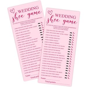 4x9 Inch Wedding Party Games, Bridal Shower Cards, 25 Pink Bridal Shower Games for Wedding Reception, Bachelorette, Engagement Party, Minimalist Guest Interaction Activity Cards-A10