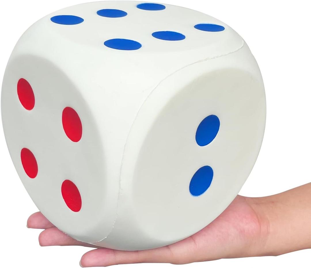 5.9 Inches Jumbo Foam Dice, A Fun-Filled, Educational Giant Toy for Game Nights and Learning Sessions (Lucky White)