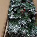 5 FT Artificial Christmas Tree Hinged w/ 200 Warm LED Lights & 126 Red Berries