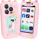Kids Phone with Unicorn Silicone Case, Mini Smartphone with WiFi App Access/Video&Phone Call/Dual Camera/GPS/Face ID, Mini Phone for Kids Age 3 and Above, Birthday Gifts