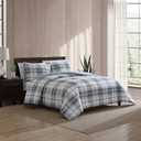 Eddie Bauer - Queen Comforter Set, Crisp & Tailored Cotton Percale Reversible Bedding, Lightweight 3 Piece Bed Set with Matching Pillowcases (Alder Blue/Grey)