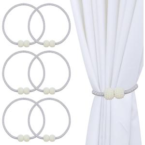 3 x 6 Pack Magnetic Curtain Tiebacks for Home Bedroom Office Window Dcor, Modern Handmade Decorative Curtain Holdbacks for Curtains Draperies (Grey & White)