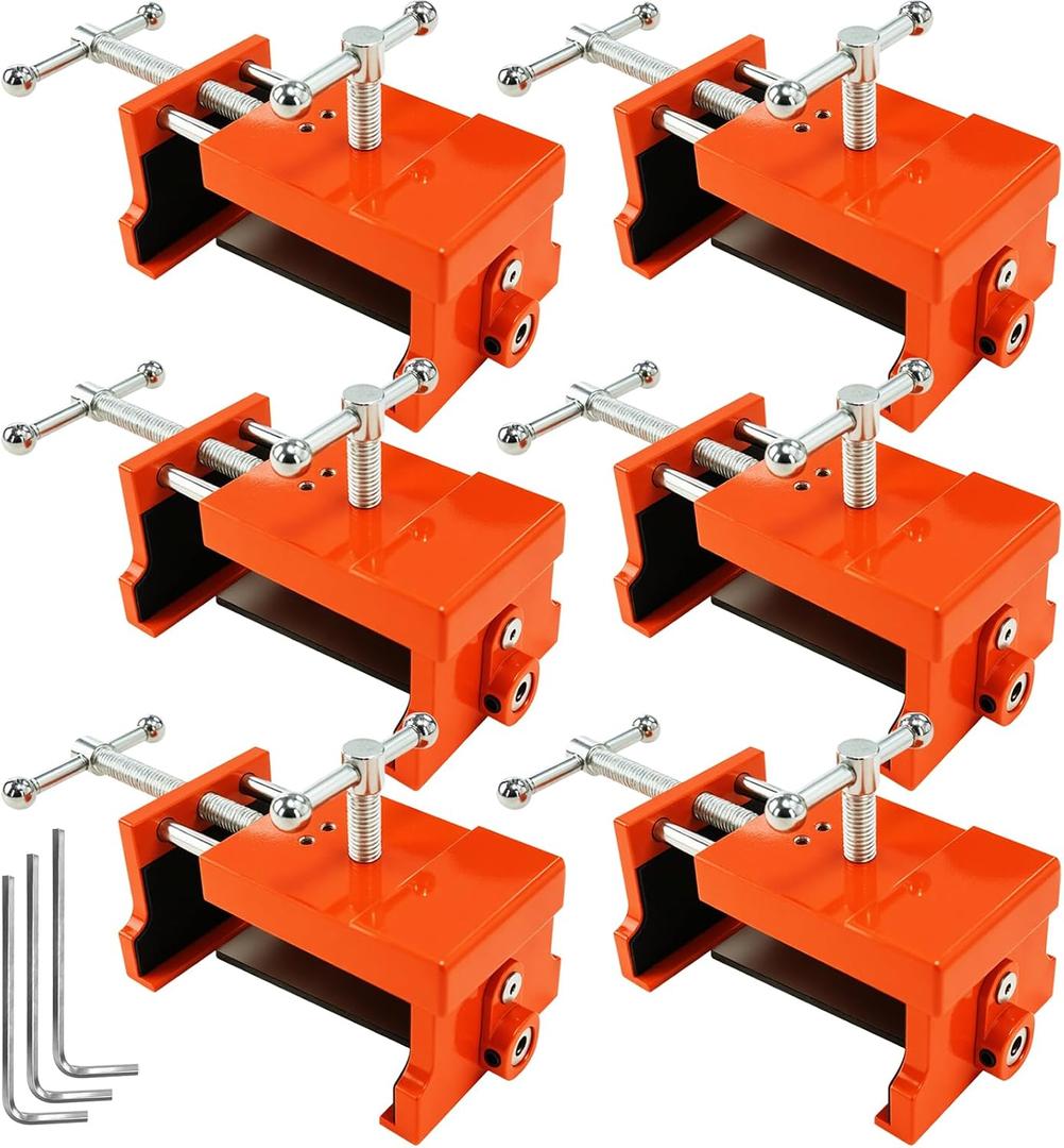6 Pack Cabinet Clamps for Woodworking and Cabinet Installation, Heavy Duty Face Frame Clamps with Alignment Plate, Perfect for Drawer Fronts, Panels, and Cabinet Hardware Jig Installation(Orange)