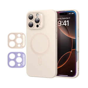 ESR for iPhone16 Pro Max Case with MagSafe, Supports Magnetic Charging, Smooth & Slim Silicone Case, Shockproof, Full Screen and Camera Protection, Soft Microfiber Lining,Light Tan