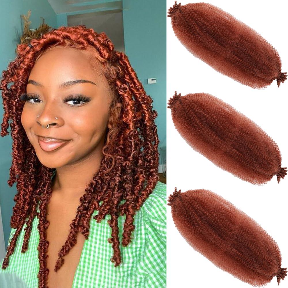 Springy Afro Twist Hair 8 Inch 3 Packs Pre Fluffed Marley Twist Braiding Hair for Black Women (8 inch, 350#)