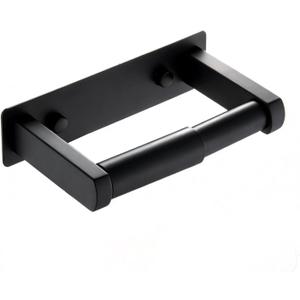 Matte Black Toilet Paper Holder,Self Adhesive or Screw Wall Mount 304 Stainless Steel Double Post Tissue Holder for Bathroom,Rustproof Heavy Duty Design